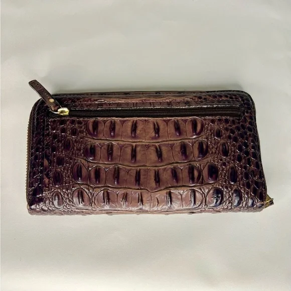 Rare Brahmin Louise Rose Satchel and Wallet Set Snake Croc Embossed Leather - Picture 14 of 15